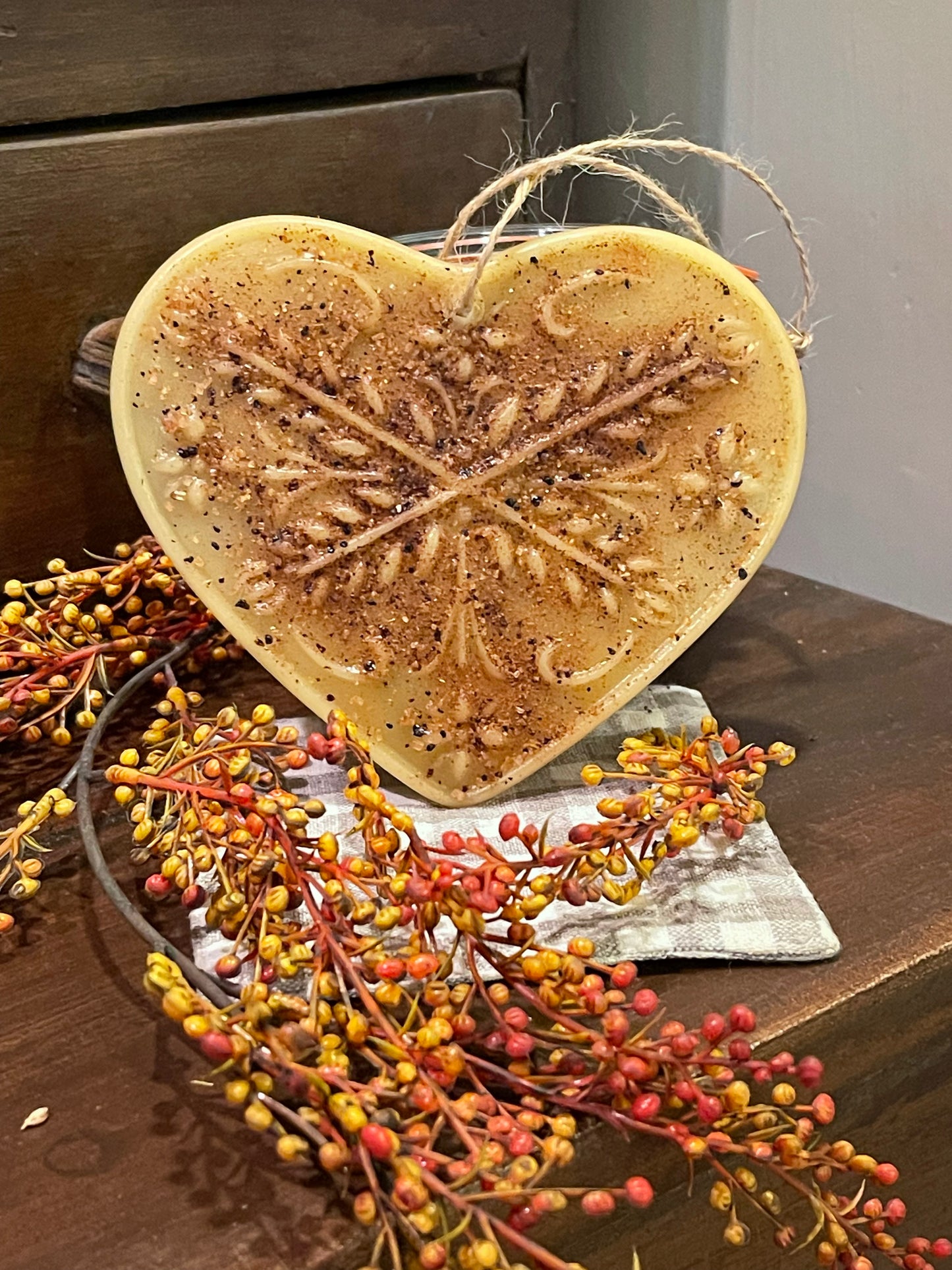 Handmade Beeswax Heart Ornament