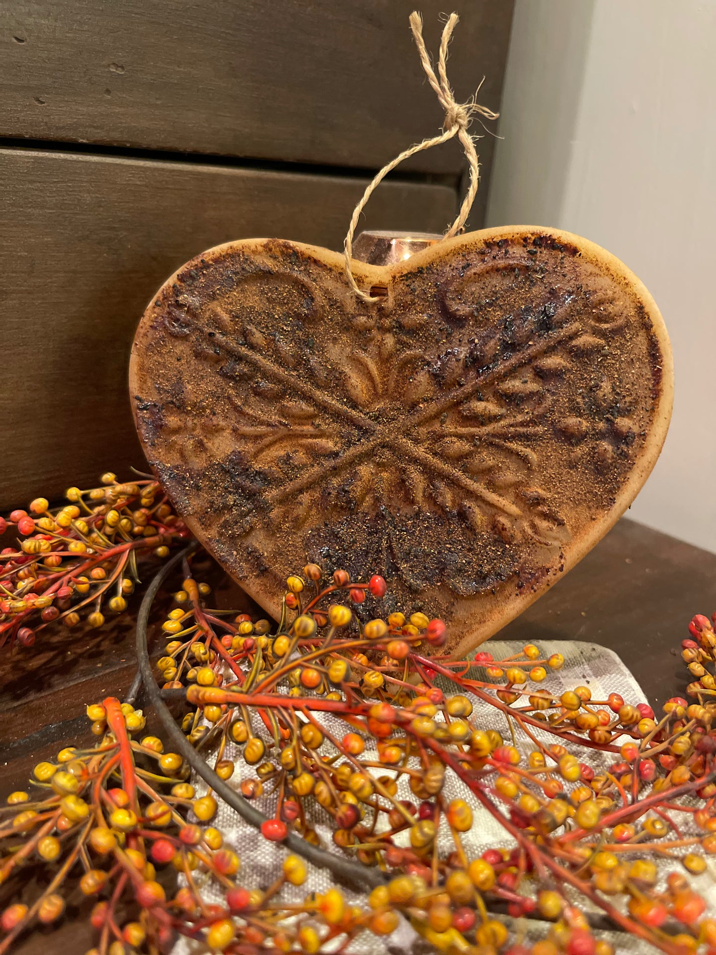 Primitive Beeswax Heart Ornament