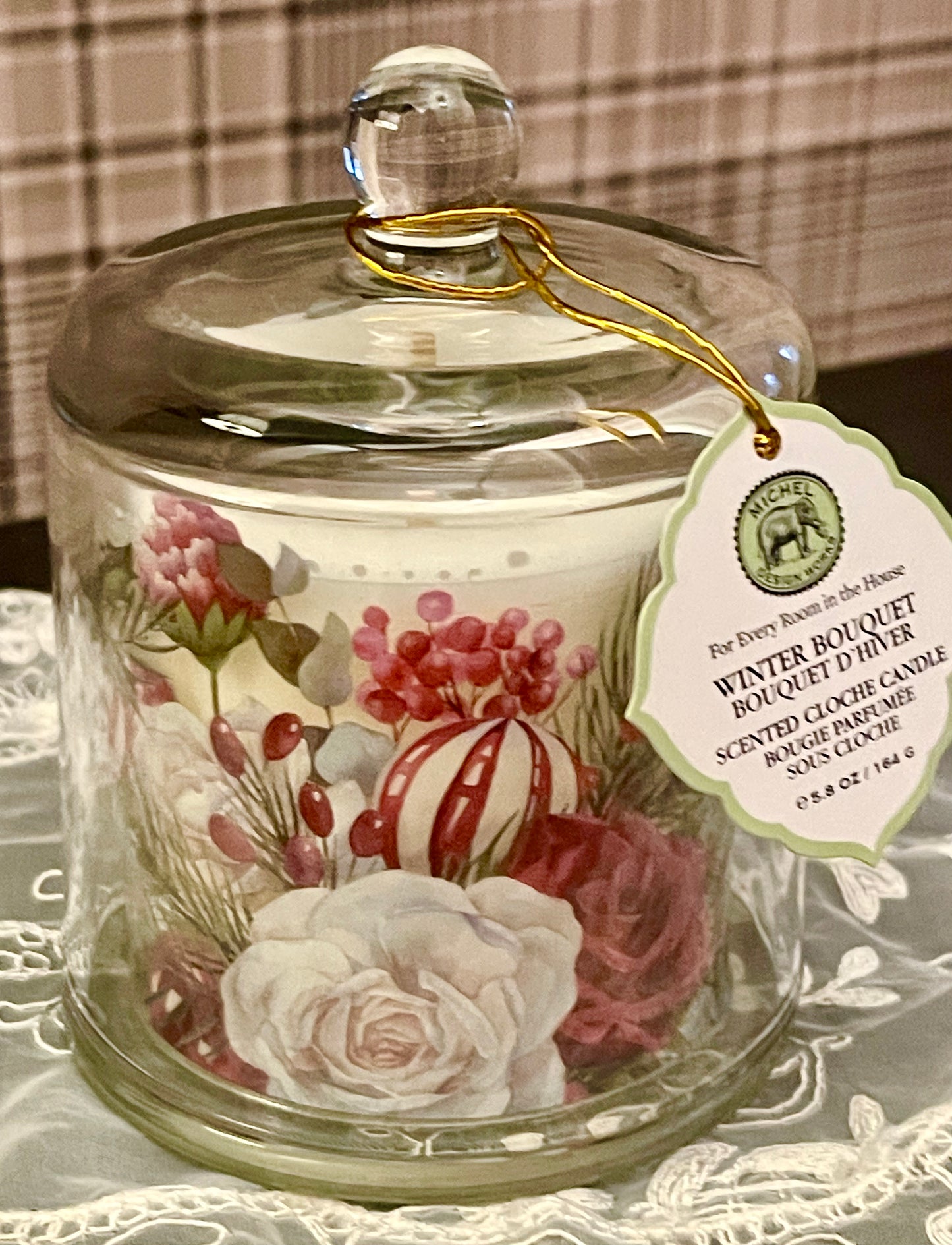 Michel Designs Cloche Candle - Winter Bouquet