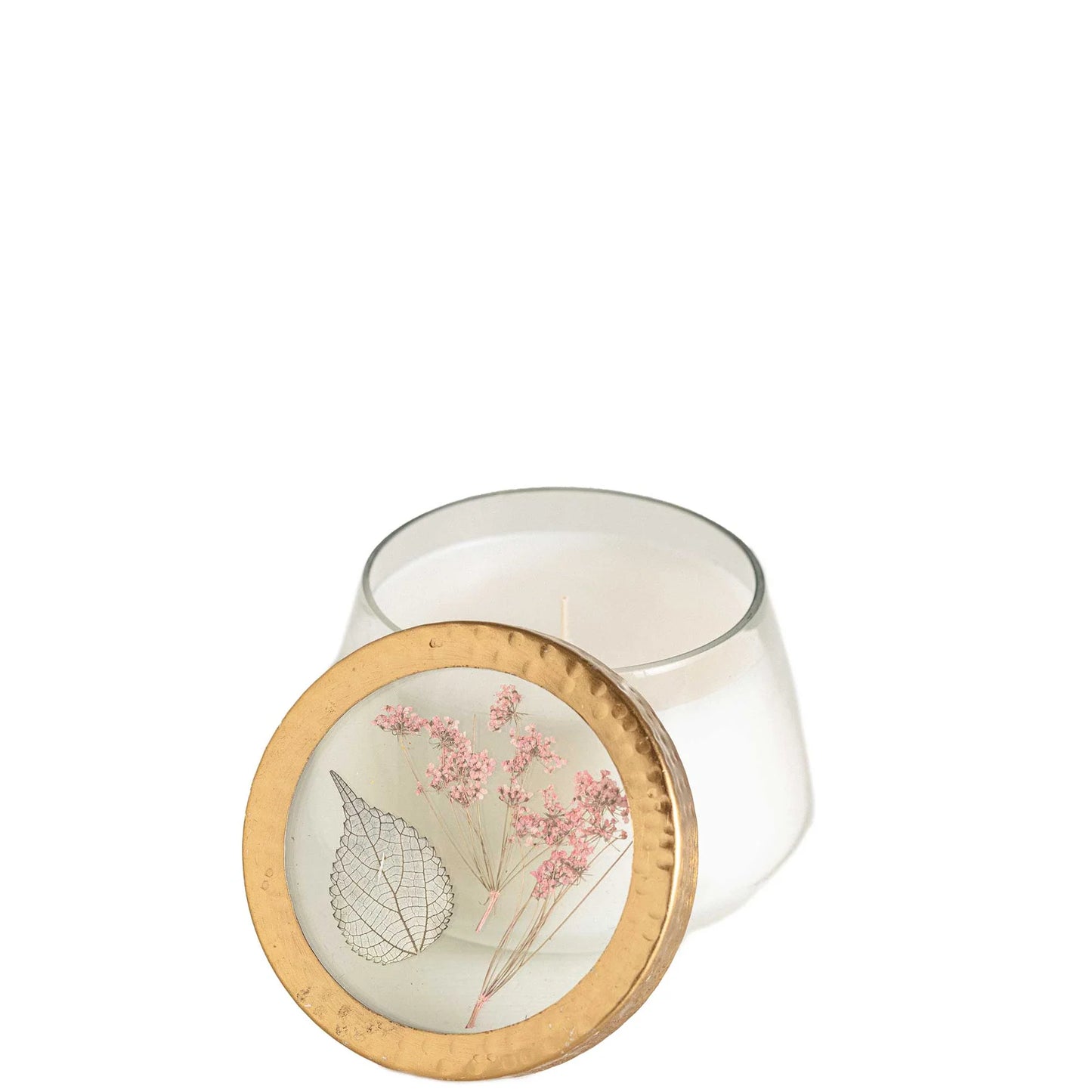 Apricot Rose Pressed Flower Candle