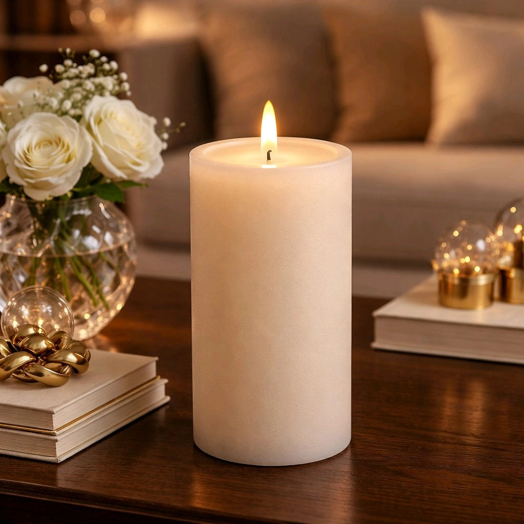 Cream Melted Realistic Flame 3x6 LED Candle