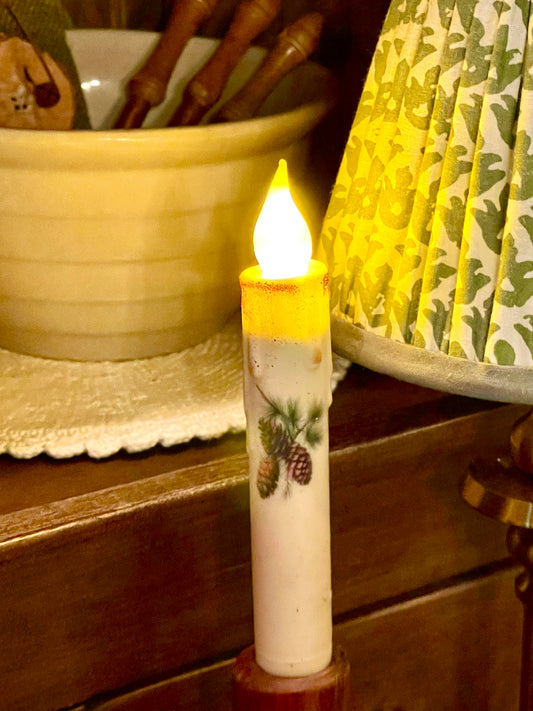 Pine Cone LED Timer Taper - 7"