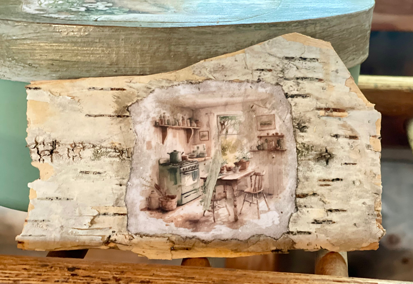 Decoupaged Birch Bark - Cottage Kitchen