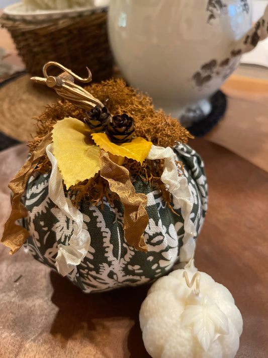 Olive Green Floral Pumpkin accented with Rusts