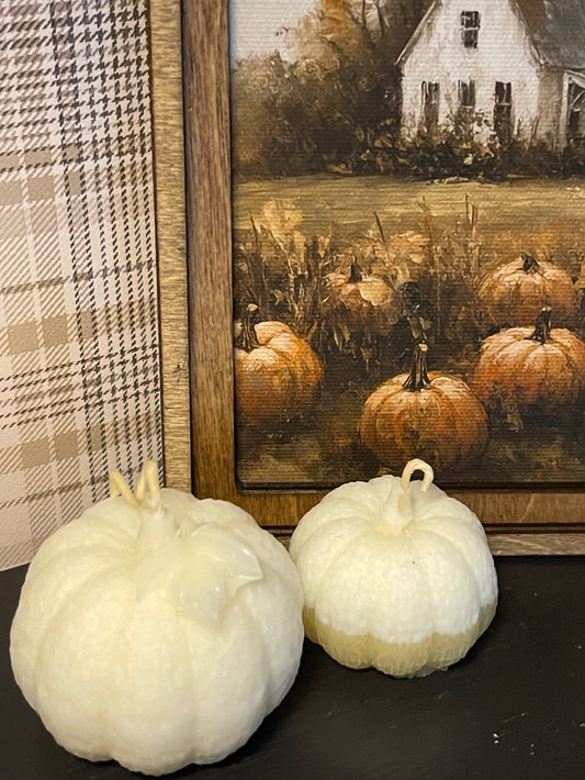 White Beeswax Pumpkin Candles - 2