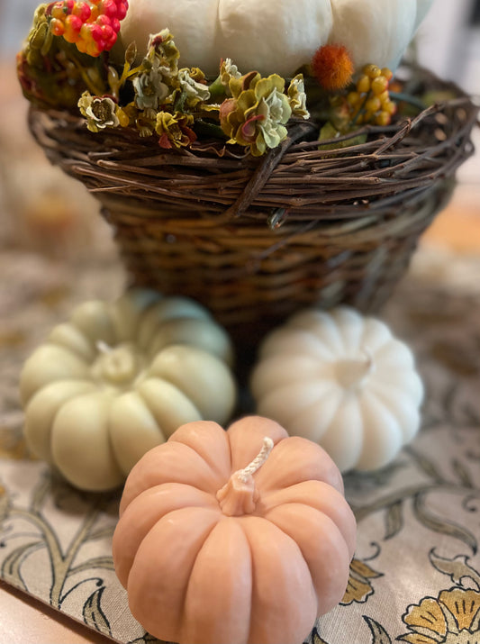 Tri-Colored Pumpkin Candle Set