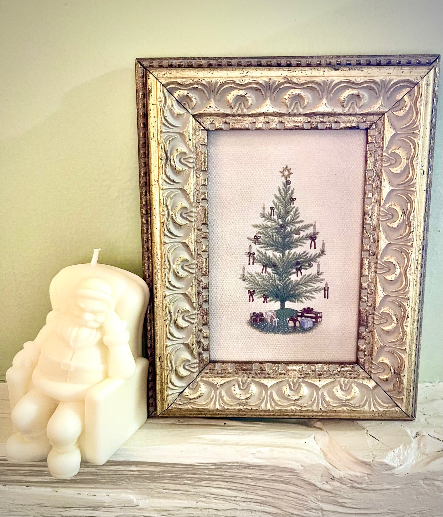 Vintage Tree with Bows/Framed. 5x7