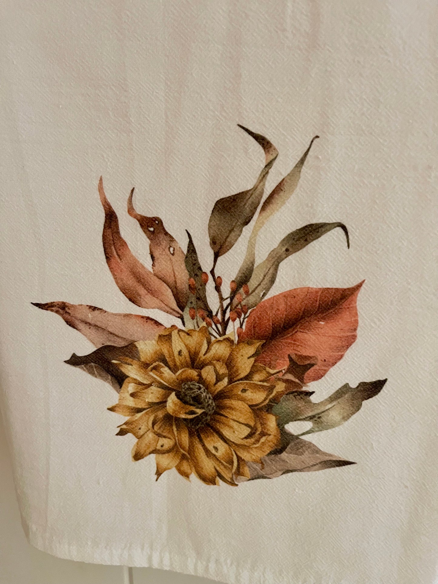 Dried Harvest Flowers - Cotton Tea Towel