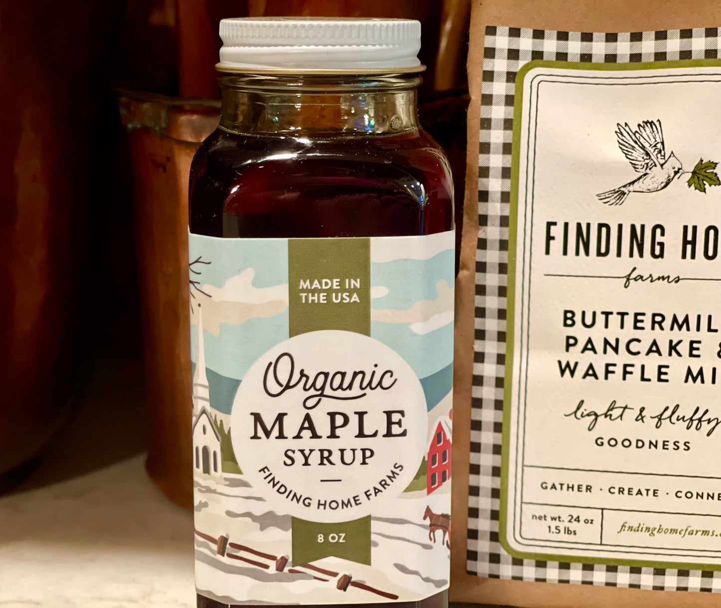 Organic Maple Syrup - Holiday Village Scene