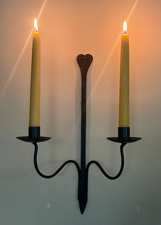 Hand Forged Wrought Iron Double Candle Sconce (1)