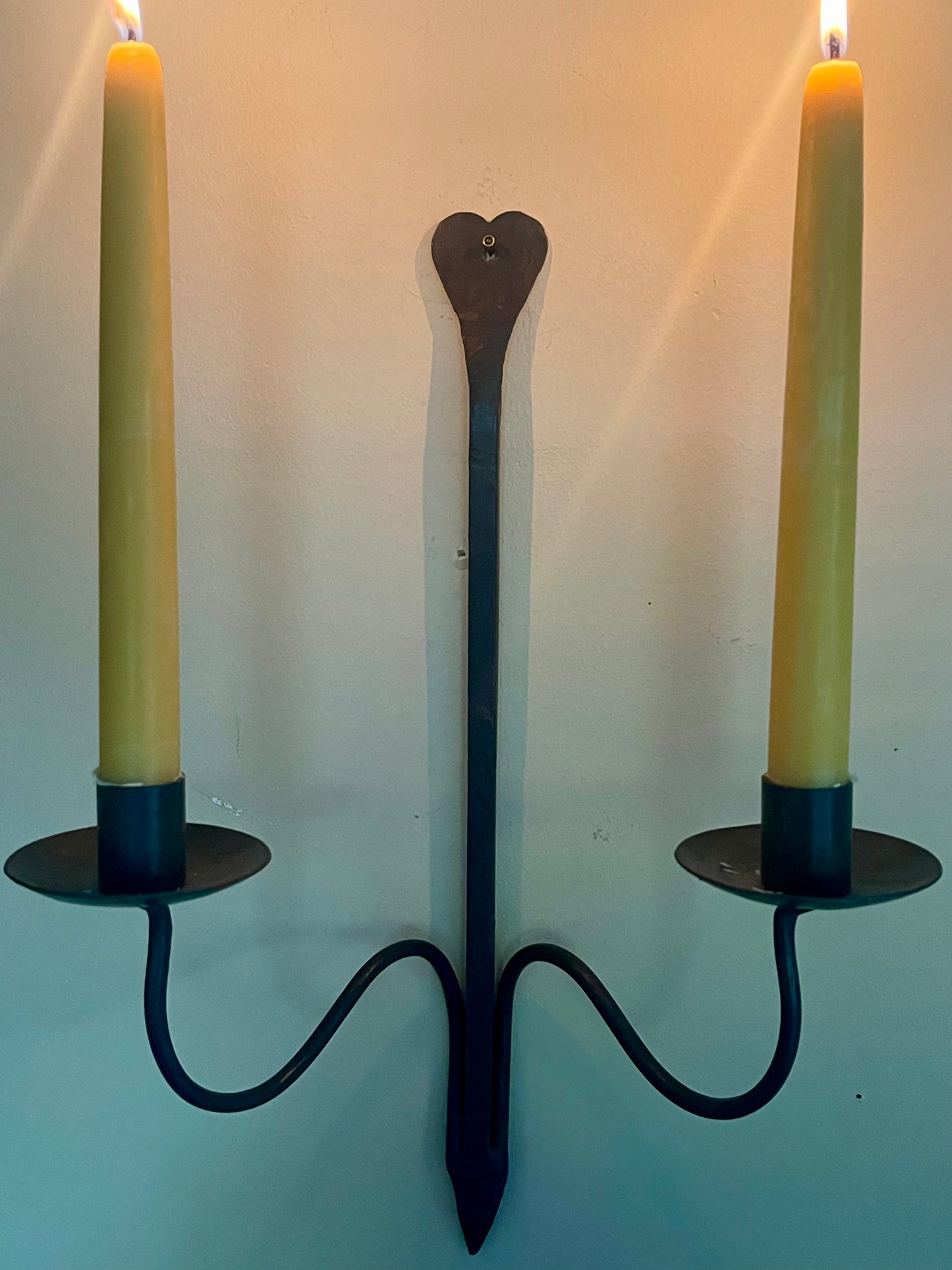 Hand Forged Wrought Iron Double Candle Sconce (1)