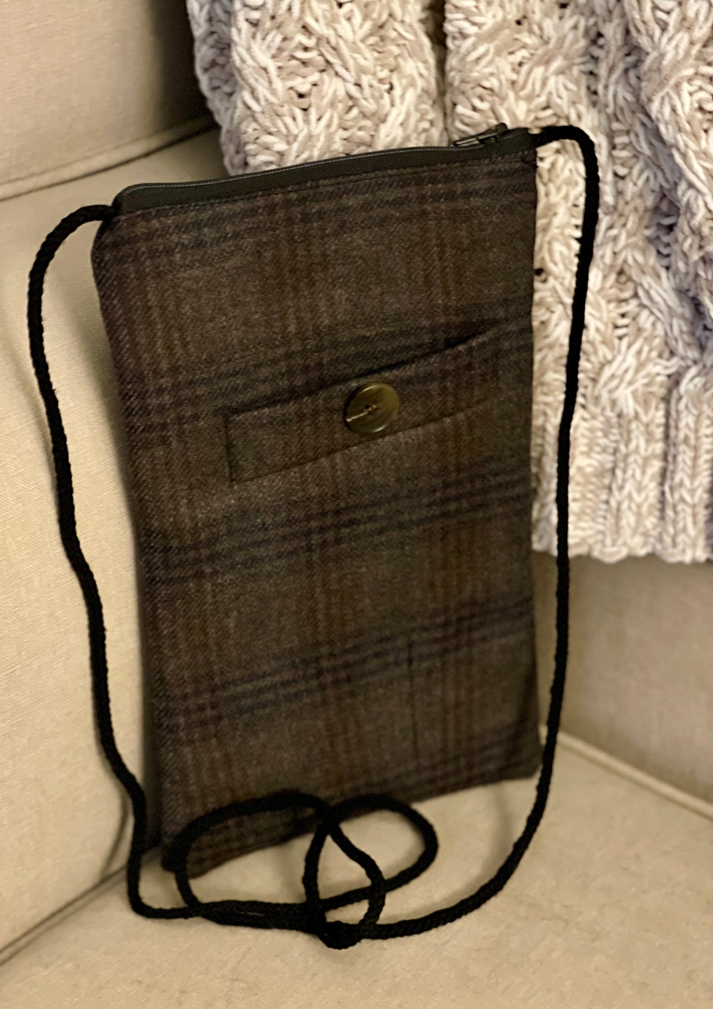 Brown/Black Plaid Crossbody Purse