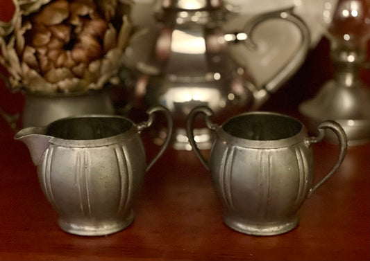 Pilgrim Pewter Sugar and Creamer Set