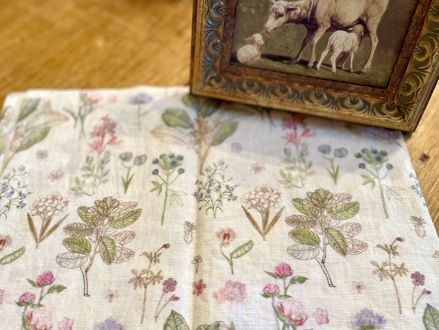 Linen Kitchen Towel - WHITE BOTANY