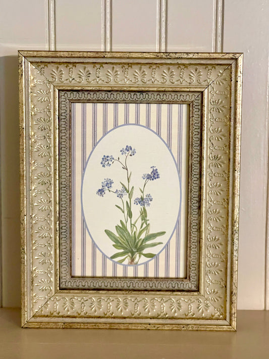 Blue Blooms on Stripe