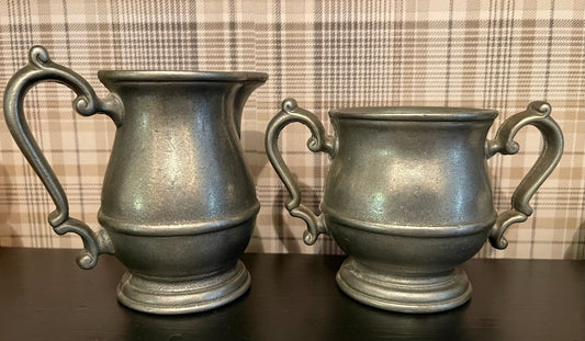 Colonial Style Pewter Cream/Sugar Set