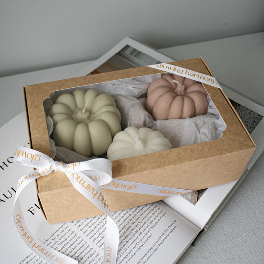 Tri-Colored Pumpkin Candle Set