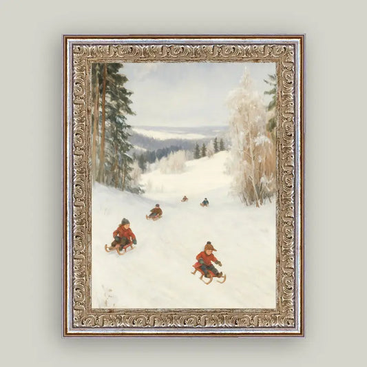 Gold Framed Vintage Sledding  8x10