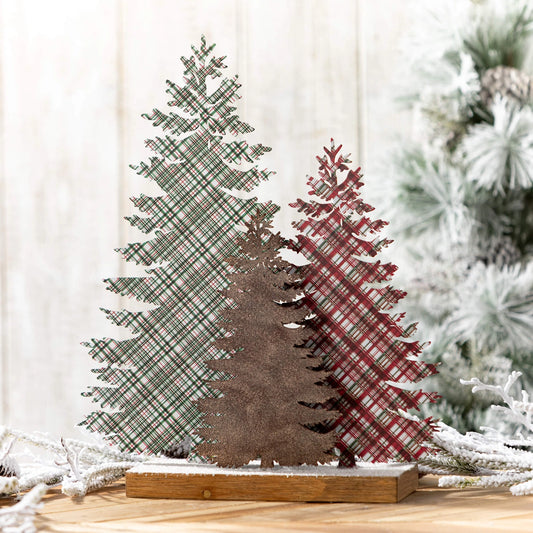 Rustic Plaid Tabletop Trees